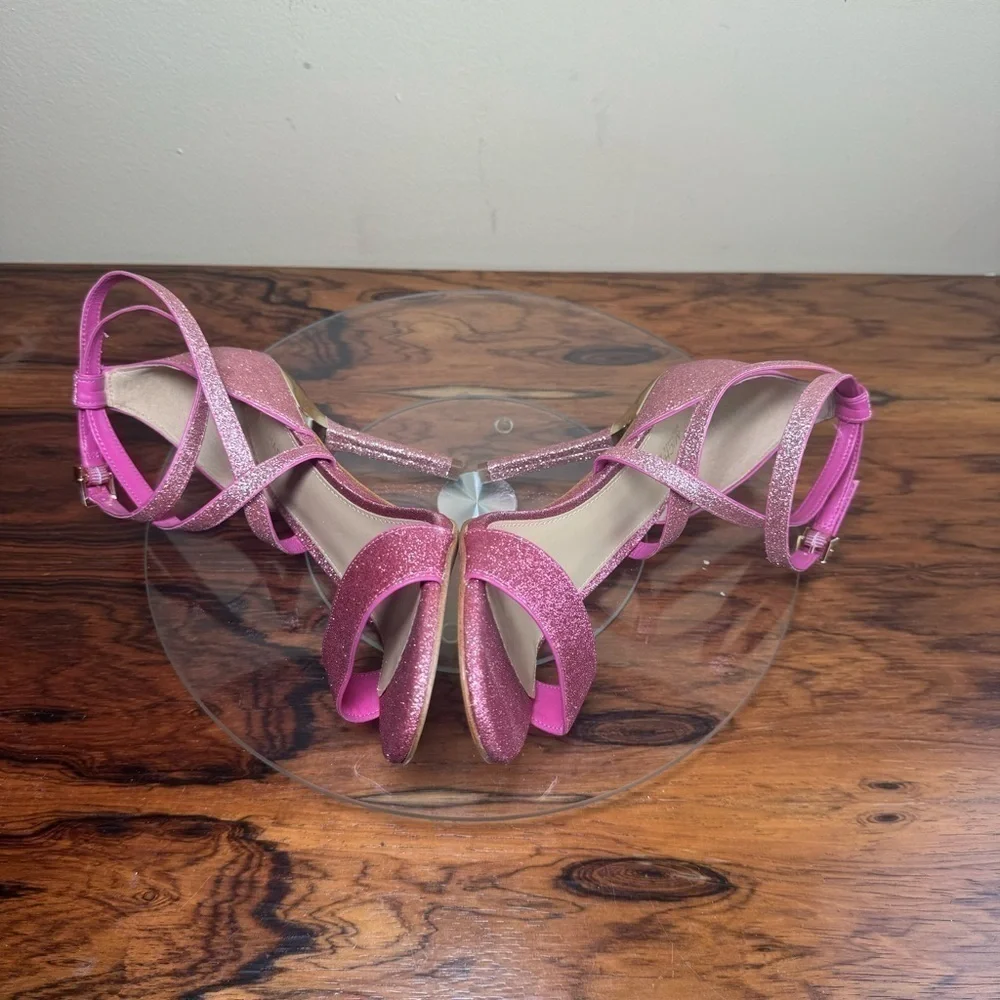 Michael Kors Astrid Glitter Fuchsia Heeled Sandal